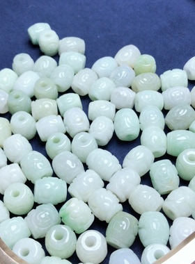 13x12mm天然缅甸a货翡翠路路通雕花回纹单珠