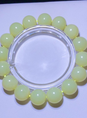 53A122 天然和田玉黄口手链12mm新疆料若羌鸡油黄单圈手串男女