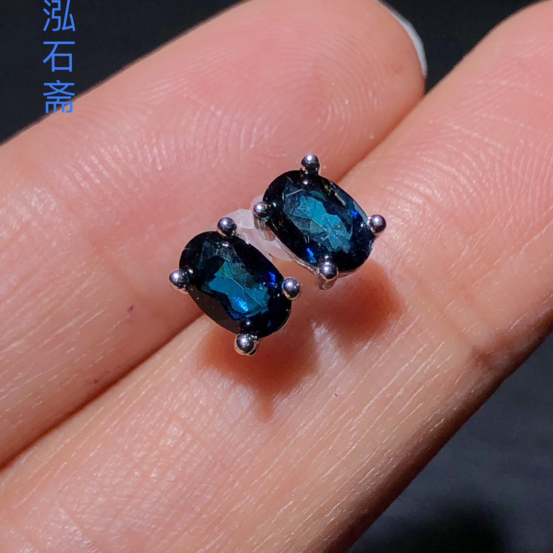 天然托帕石耳钉伦敦蓝耳饰礼物女4*6mm耳饰礼物