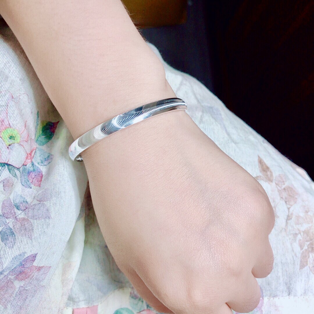 AA0051 足银999猫眼手镯时尚百搭拉丝纯银手环女礼物送闺蜜妈妈