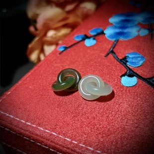 泓石斋 原创设计高级感环环相扣和田玉平安扣手绳配件甜甜圈复古