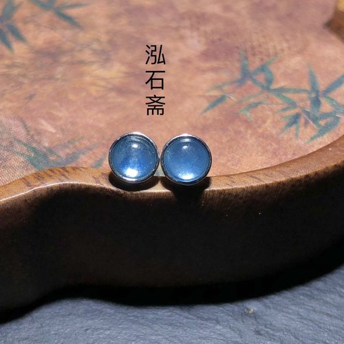 QQ0925 天然海蓝宝耳钉冰种圆款耳饰礼物仙冰蓝6mm耳坠女