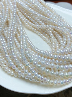 T309 天然珍珠项链白珍珠巴洛克淡水baby珠锁骨链妈妈3-4mm925银