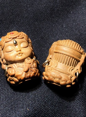 1A646 印度老山檀绿度母通孔配件16/12mmdiy手链佛珠串配饰文玩