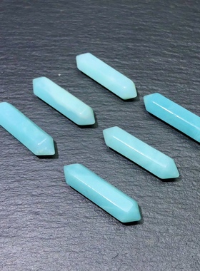 ZZ0101 天然老料天河石双尖吊坠六棱柱31mm原石打磨挂坠