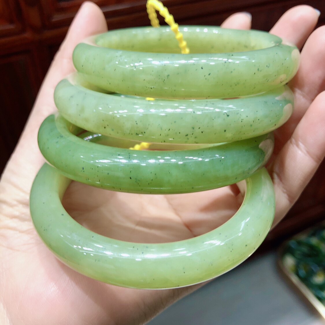R337 天然和田玉青花黄口手镯鸡油黄首饰礼物正装玉镯新疆料