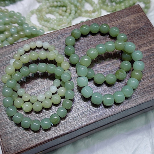 Z29新疆且末料天然和田玉手链蓝糖10mm8mm12mm单圈且末蓝手串