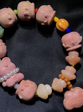 1A626 血柏多宝手链串多宝蜂蜜罐小熊云朵蘑菇单圈17mm暴力熊木串