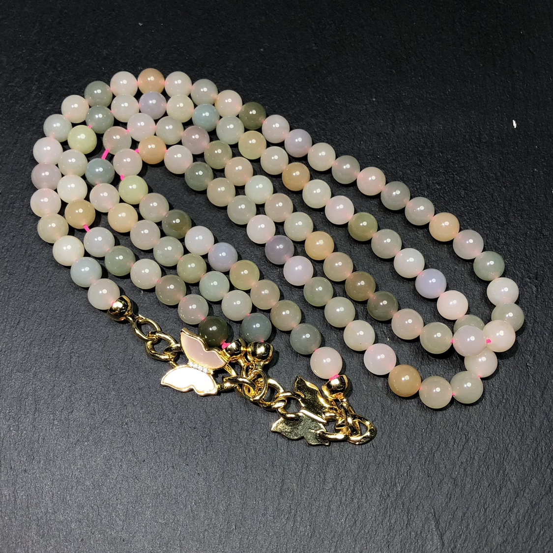 天然和田玉项链妈妈链马卡龙8mm