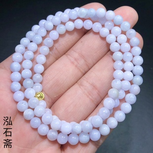 ZZ0328 缅甸天然A货翡翠紫翡佛串毛衣链约6mm茄紫色项链佛珠