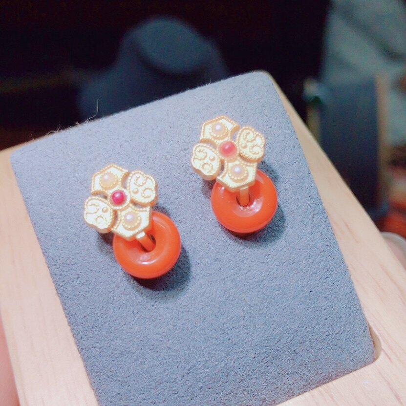 I906 天然南红玛瑙平安扣耳钉8mm耳坠柿子红S925银保山杨柳料,饰品/流行首饰/时尚饰品新,耳饰,淘宝优惠券,粉丝福利购,淘宝优惠卷