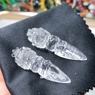 编绳 40mm PP0322 天然白水晶金刚杵吊坠黄财神法器挂件男女30