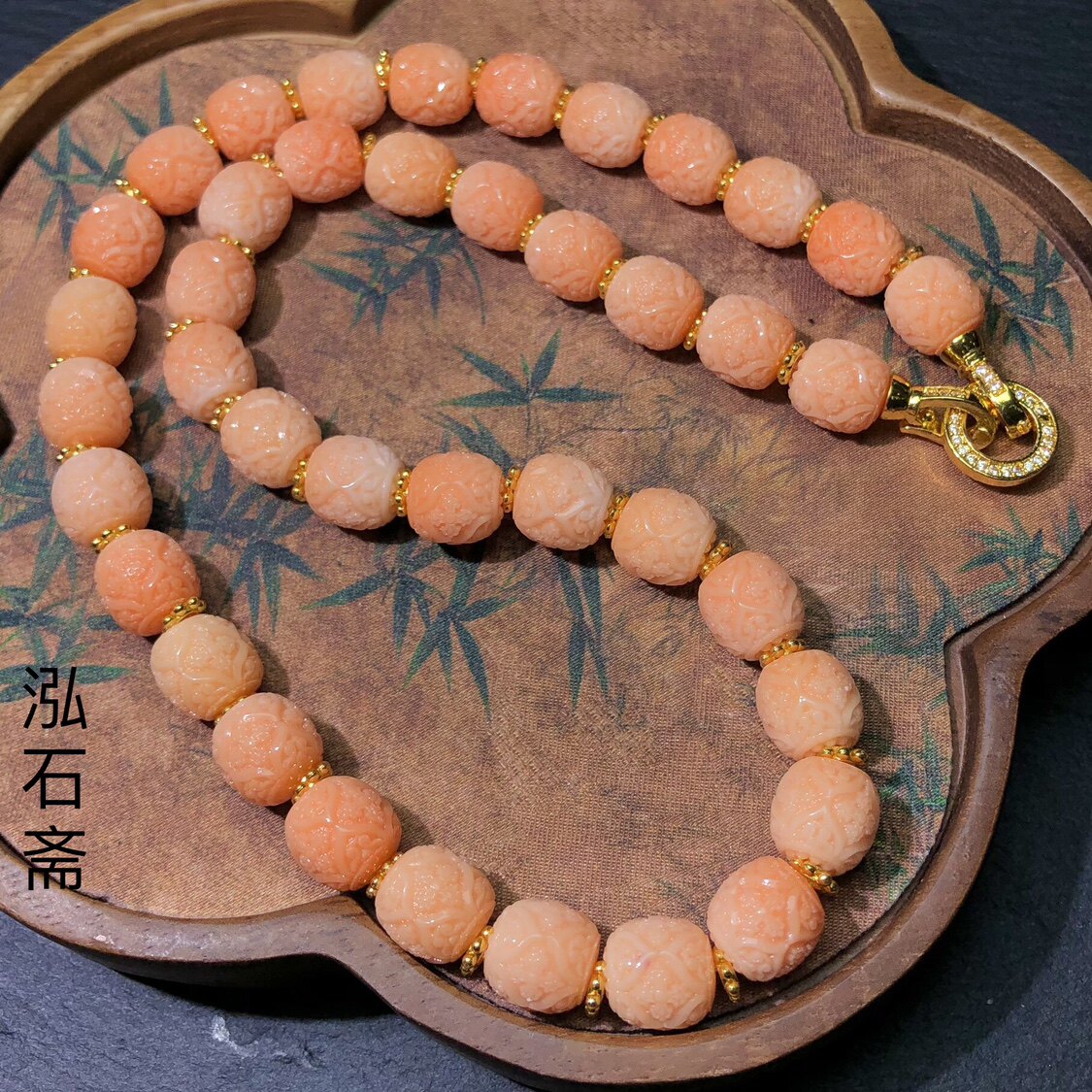 1A206 橘粉色桶珠项链锁骨链9mm夏季小清新女路路通普通饰品