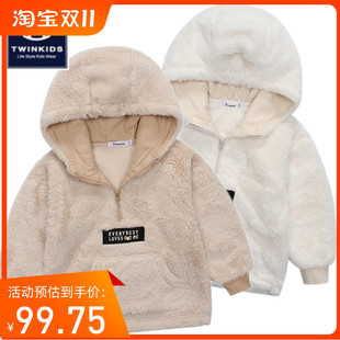冬款 儿童男女童宝宝帽衫 专柜正品 韩国TWINKIDS小木马童装 加绒卫衣