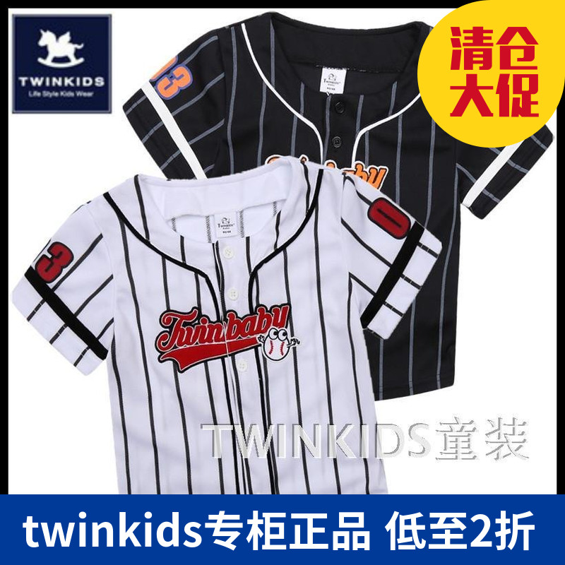 韩国TWINKIDS小木马童装专柜正品夏款男童棒球服韩版圆领短袖T恤