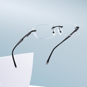 配近视无框切边眼镜防蓝光司机驾驶镜变色护目复古斯文商务眼镜架