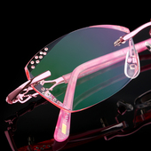 配成品钻石切边眼镜架女款 镶钻 板材无框树脂切边变色近视眼镜韩版