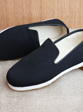 纯手工缝制老北京布鞋男低帮冬季保暖棉鞋黑色礼服呢舒适款