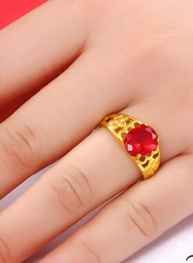 戒指2026新款爆款沙金戒指女款指环金色久不掉色开口仿真婚庆时尚