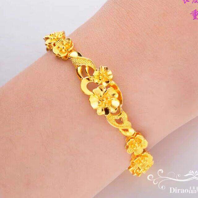 手链女镯子花朵黄金民族风图片