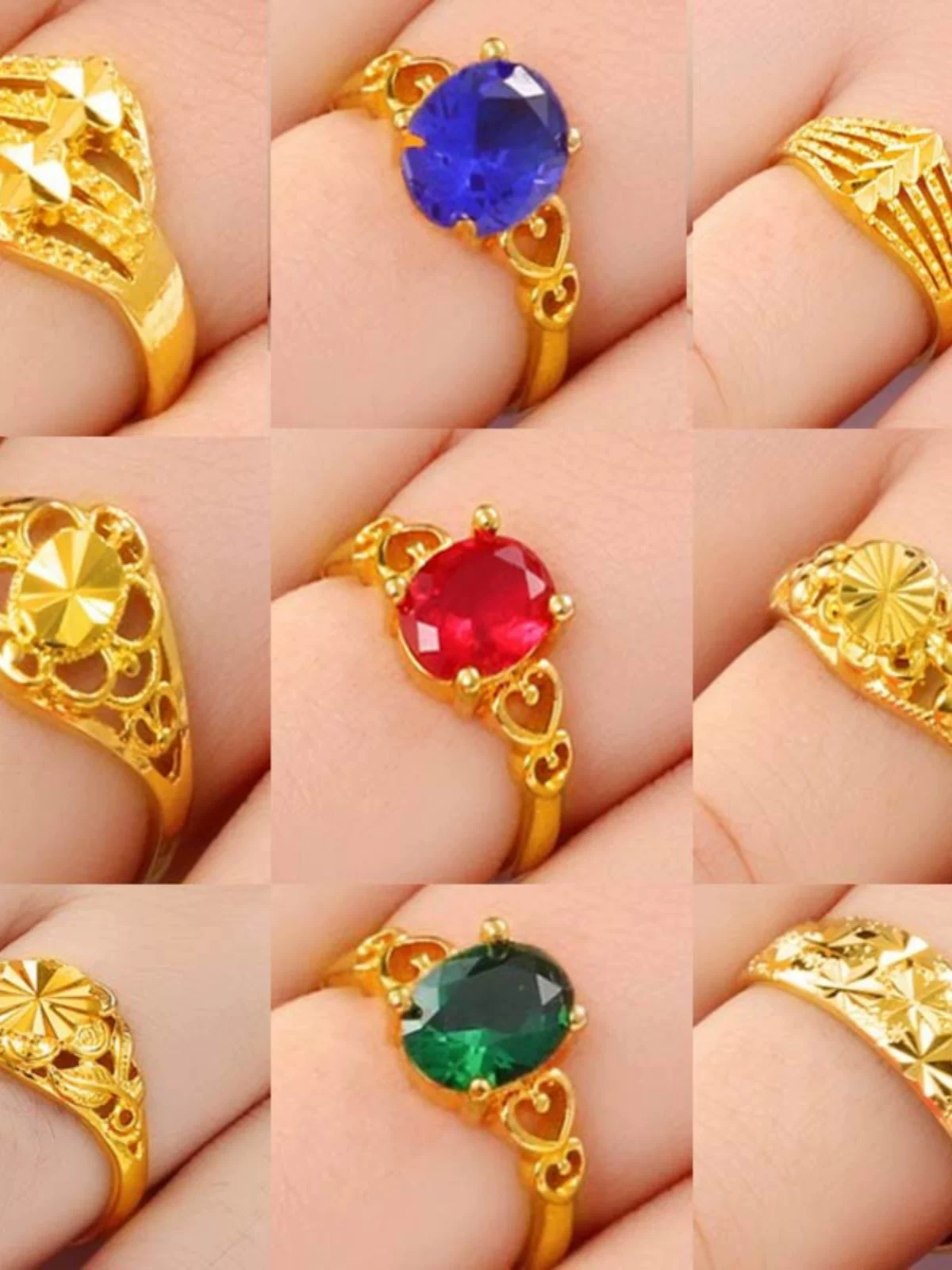 Glossy golden long-lasting ring
