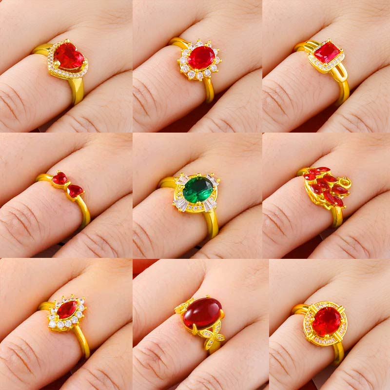 越南沙金戒指宝石开口