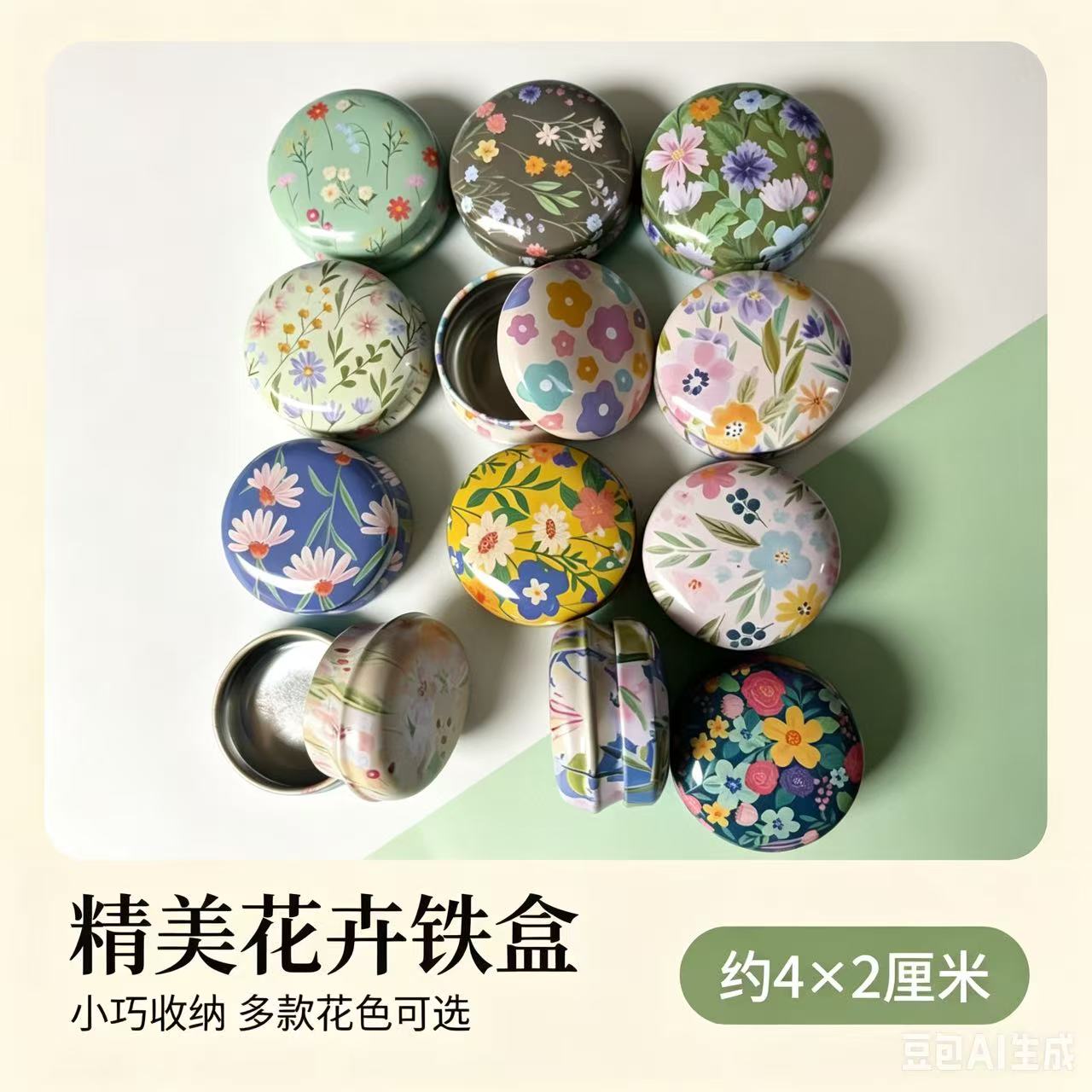 花卉马口铁盒多色收纳少女心