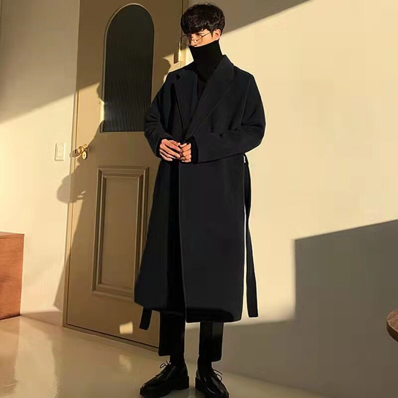 2025新款男士毛呢大衣中长款韩版潮流春秋加厚高级感风衣呢子