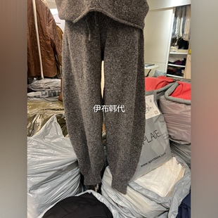 DE VENTI韩国东大门正品代购26春 松紧腰纯色休闲紧腿针织裤毛裤