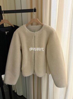 冬款纯色仿羊羔毛绒环保外套