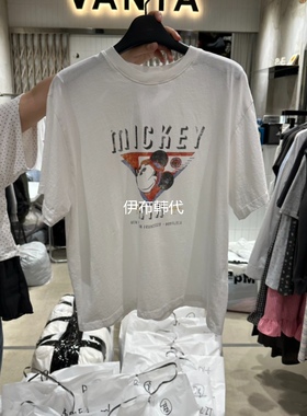VANTA韩国东大门正品代购26夏款 圆领做旧卡通老鼠短袖T恤女