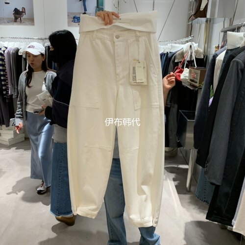 白色休闲口袋直筒裤百搭长裤
