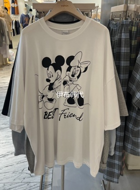 VOTUS韩国东大门正品代购26夏款 圆领休闲宽松大码情侣款老鼠T恤