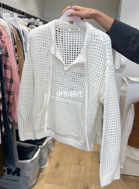 RUMIRU/AWEAR韩国东大门代购25秋款 口袋镂空网眼绑带宽松针织衫
