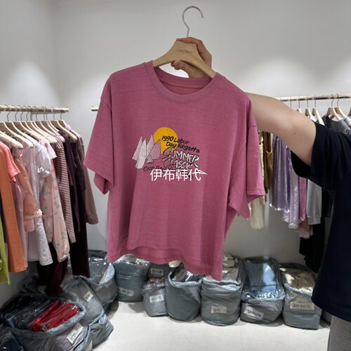 夏款圆领休闲大山图案短袖T恤