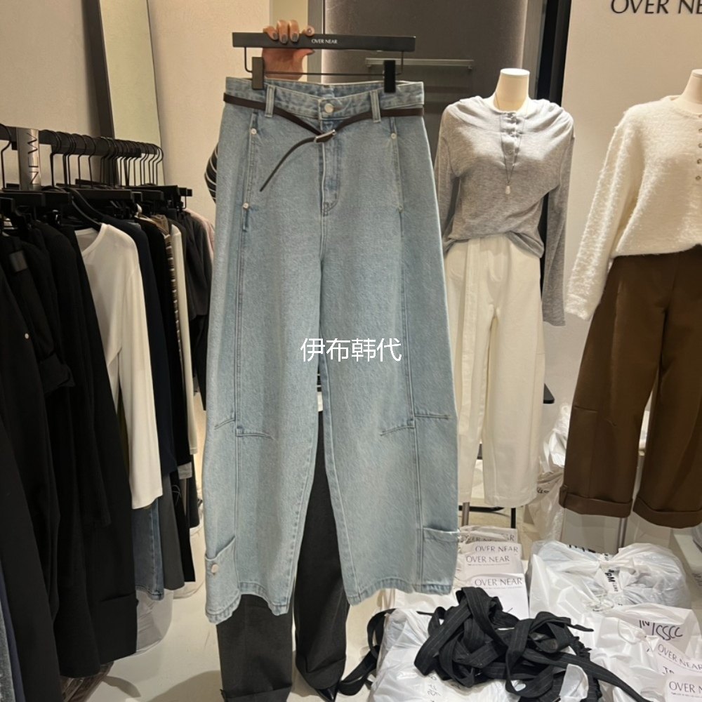 OVER NEAR韩国东大门正品代购26春款 水洗做旧磨白宽松直筒牛仔裤,女装/女士精品,牛仔裤,淘宝优惠券,粉丝福利购,淘宝优惠卷