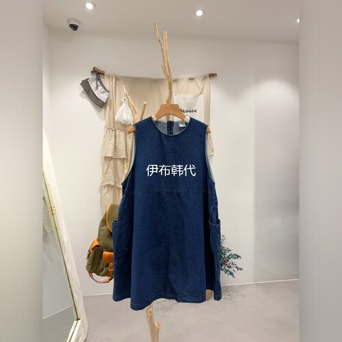 圆领休闲牛仔裙背心裙连衣裙