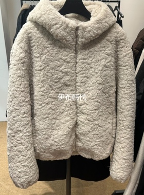 FEBRUARY 11韩国东大门代购冬款 连帽仿羊羔毛绒环保皮草拉链外套