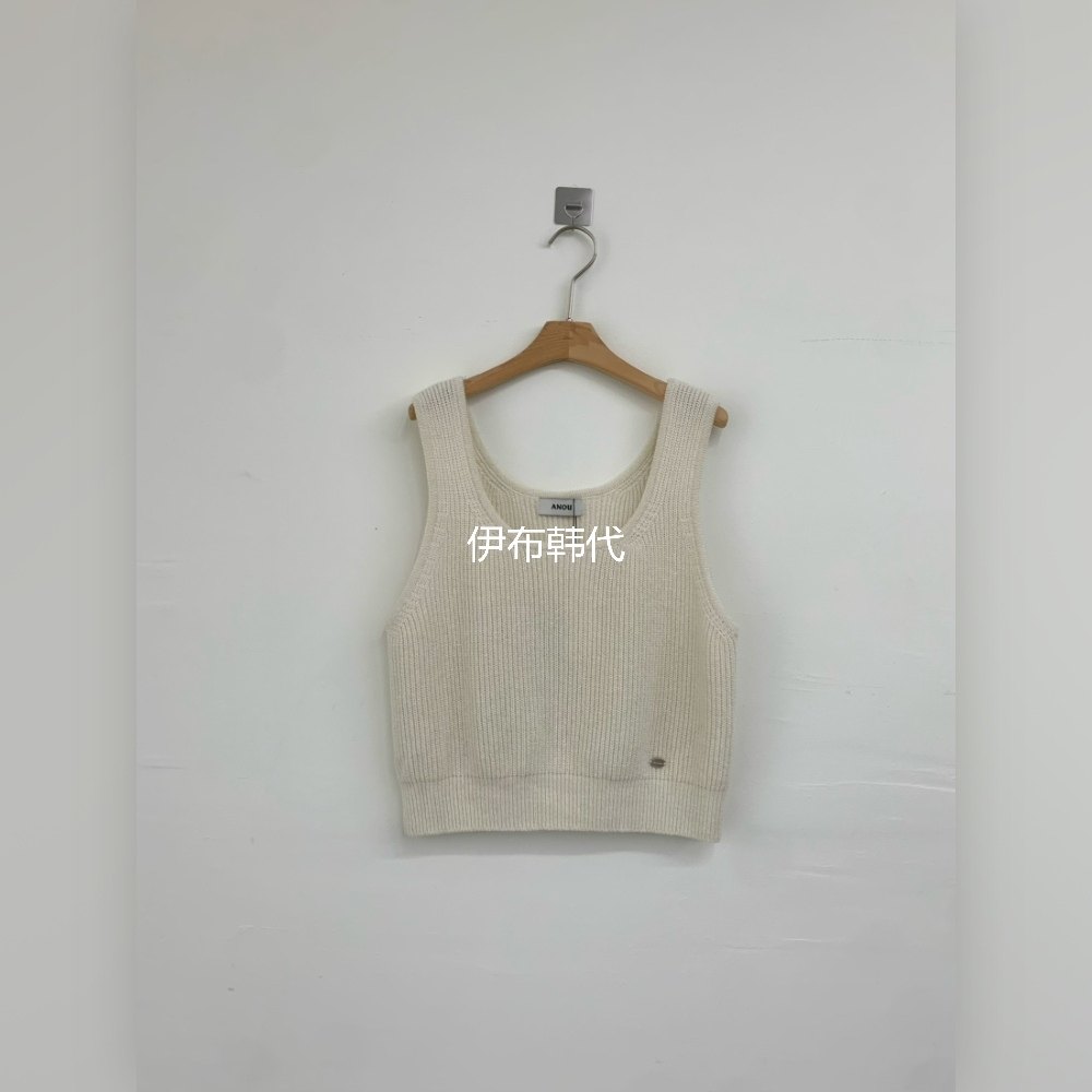 ANOU韩国东大门正品代购26春款 圆领纯色标牌休闲针织马夹背心,女装/女士精品,马夹,淘宝优惠券,粉丝福利购,淘宝优惠卷