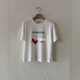 MENG韩国东大门正品 26春款 圆领休闲爱心字母短袖 T恤女 代购