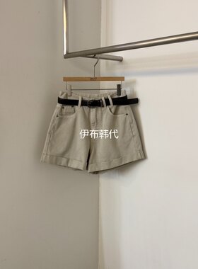 26春腰带装饰休闲卷边短裤