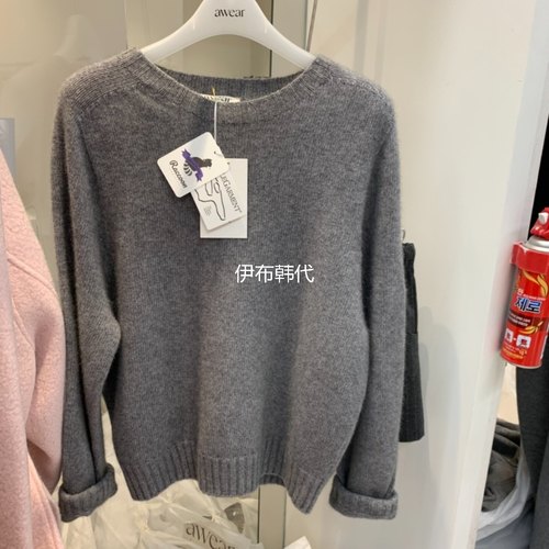 RUMIRU/AWEAR韩国东大门正品代购25冬款 圆领薄款纯色羊毛针织衫