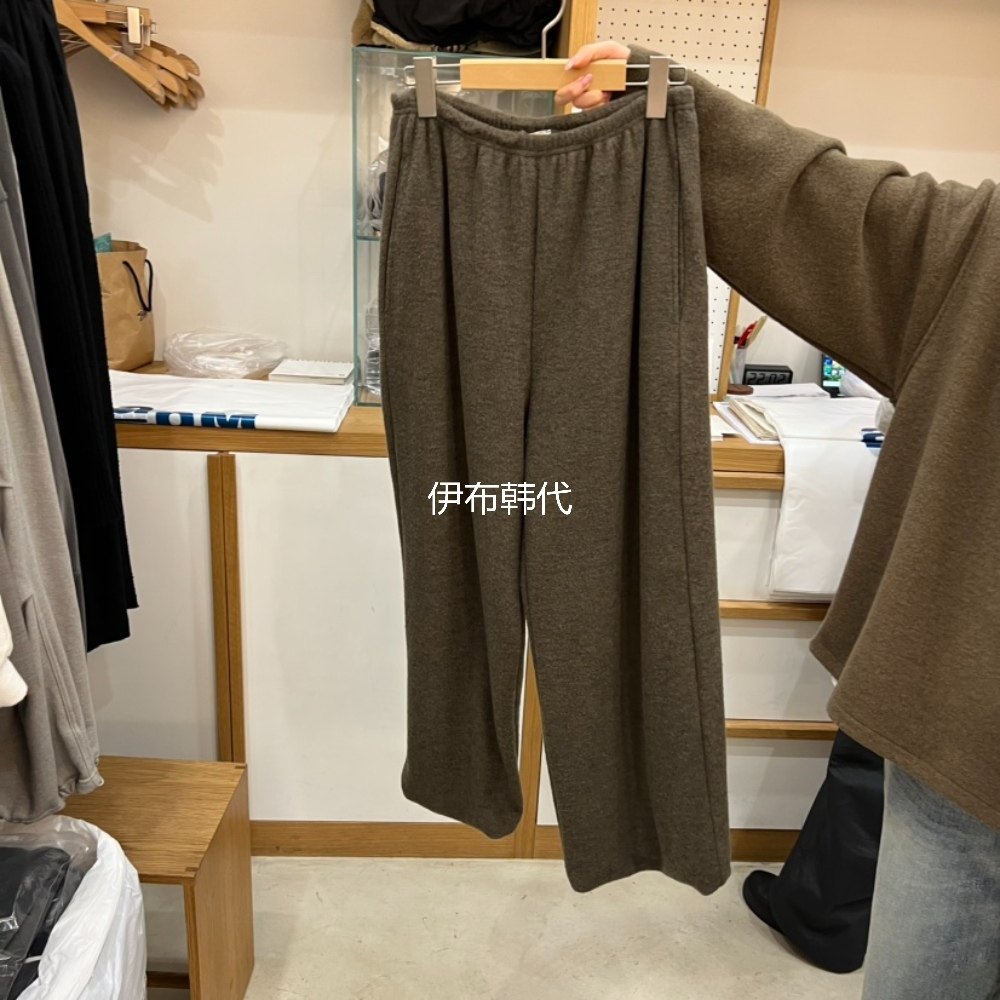 松紧腰磨毛休闲棉质宽松长裤