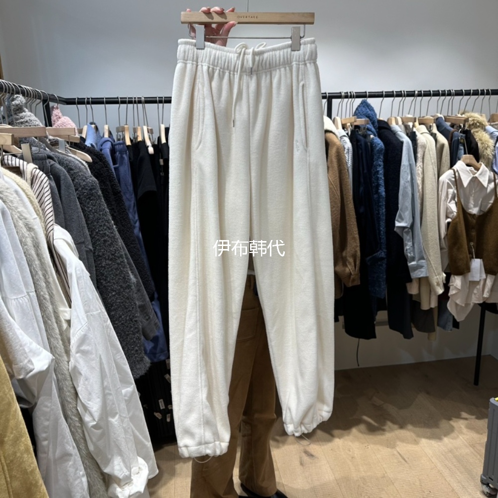 松紧纯色摇粒绒加绒裤脚抽绳卫裤