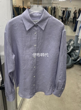 HELVETICA韩国东大门正品代购26春款 翻领纯色休闲麻料宽松衬衫