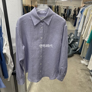 HELVETICA韩国东大门正品 26春款 翻领纯色休闲麻料宽松衬衫 代购