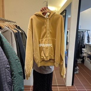 水洗做旧连帽拉链卡通小狗加绒卫衣开衫 CHOI韩国东大门代购 25冬