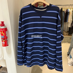 圆领休闲条纹棉质长袖 26春款 T恤女 代购 PLATE韩国东大门正品