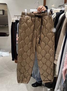 TEMPTING韩国东大门正品代购冬款 绑带波浪纹鸭绒羽绒裤保暖长裤