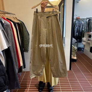 气质褶皱设计纽扣腰休闲长裤 25冬款 女 代购 CHOI韩国东大门正品